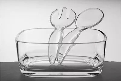 קערה מרובעת וכפות הגשה סט (3) חלק אקריל-קערה אקרילית-Soltam סולתם-סופר הום