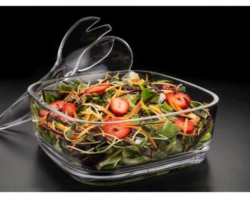 קערה מרובעת וכפות הגשה סט (3) חלק אקריל-קערה אקרילית-Soltam סולתם-סופר הום