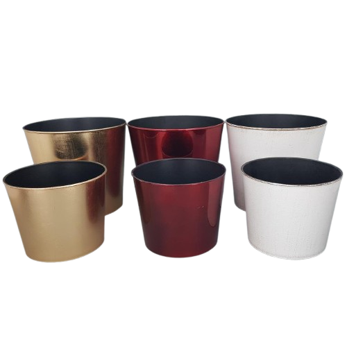 דלי עגול ב 2 גדלים לבן/זהב/אדום-דלי עגול-CASA BELLA-אדום-קטן-14.5*18 ס"מ-סופר הום