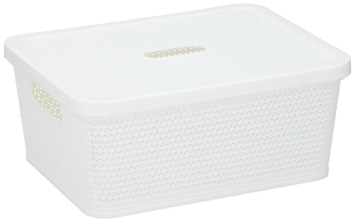 סלסלה סרוגה קטנה עם מכסה - מגוון צבעים-סלסלה מעוצבת-SUPERHOME סופרהום-לבן-סופר הום