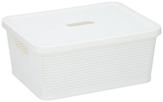 סלסלה סרוגה קטנה עם מכסה - מגוון צבעים-סלסלה מעוצבת-SUPERHOME סופרהום-לבן-סופר הום