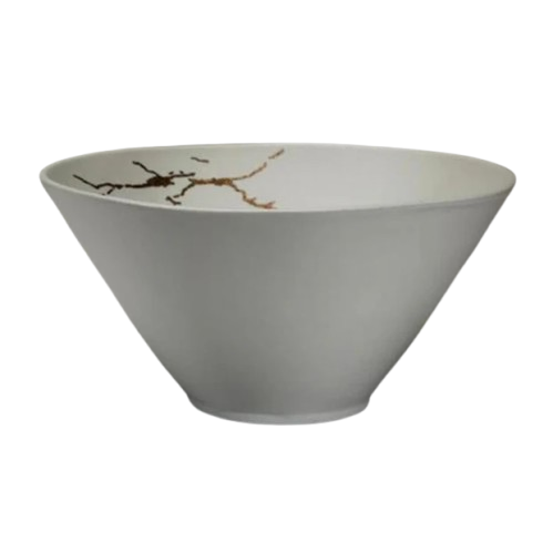 קערה לבנה בעיטור זהב-צלחת עמוקה-SUPERHOME סופרהום-סופר הום