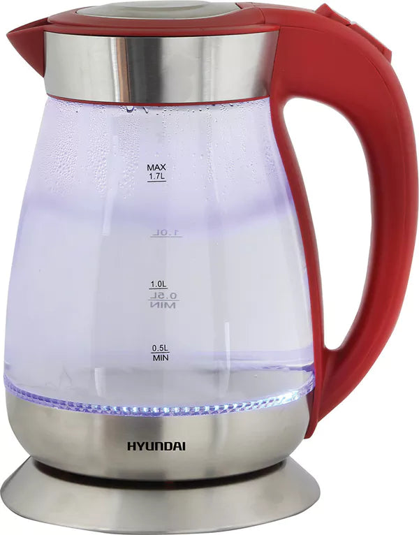 קומקום זכוכית 1.7 יונדאי מגוון צבעים-קומקום-Hyundai-אדום-סופר הום