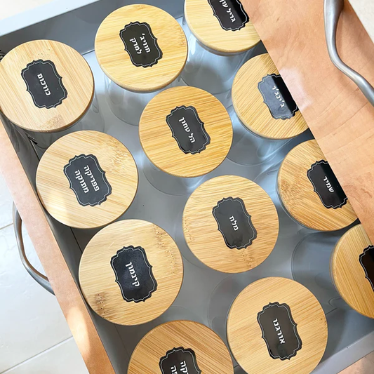 56 מדבקות לתבלינים - שחורות-מדבקות סימון למטבח-Cucina-סופר הום