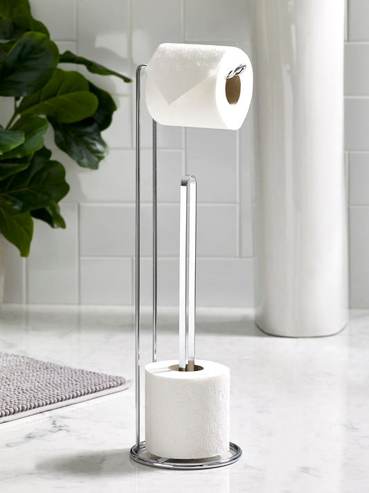 מעמד "Sleeve" לאחסון נייר טואלט - גימור ניקל יוקרתי-מתקן נייר טואלט עומד-SUPERHOME סופרהום-סופר הום