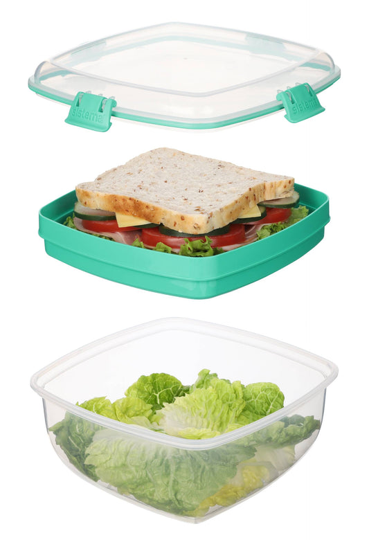 קופסת אוכל לסלט וסנדוויץ 1.6 ליטר – SISTEMA TO GO-קופסת אוכל פלסטיק-Sistema-סופר הום