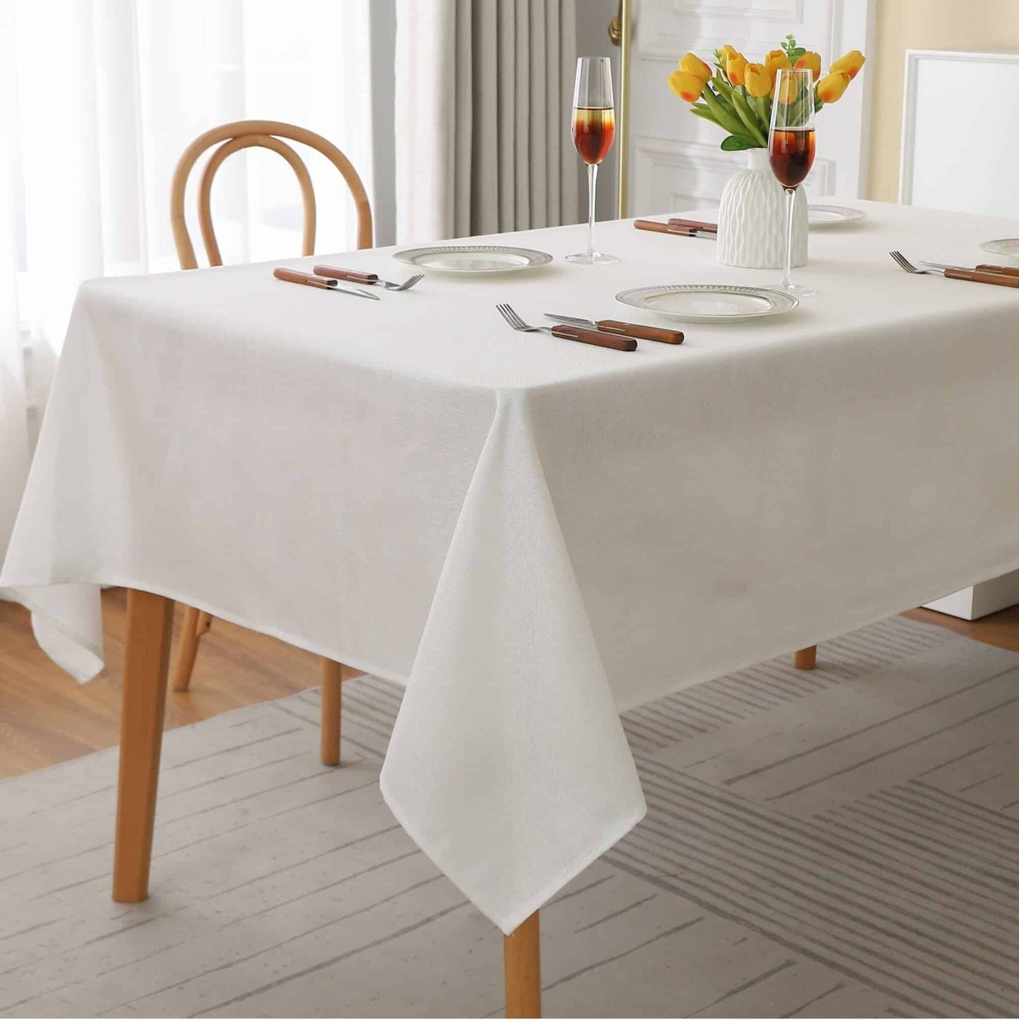 מפת שולחן דגם גרייס לבן ב2 אורכים-מפת שולחן-ASHRAM-4 מטר-סופר הום