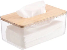 Load image into Gallery viewer, קופסת טישו שקופה מכסה במבוק-קופסת טישו-Home Design-סופר הום
