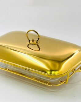 תבנית אלגנטית מוזהבת להגשה וחימום-תבניות זכוכית-אבי מתנות-סופר הום