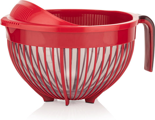 קערת עירבוב ומסננת בכלי אחד-מסננת עם קערה-Home Design-אדום-סופר הום