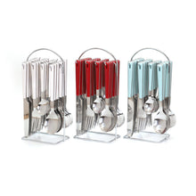 טען תמונה לצפייה בגלריה, סט סכו"ם נירוסטה תלוי דגם SOL-סכו"ם ידית צבעונית-Soltam סולתם-אדום-סופר הום