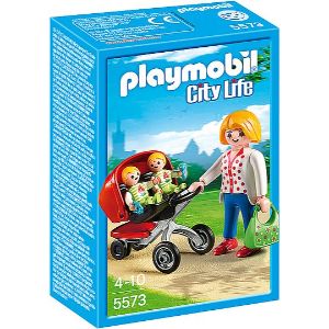 פליימוביל אמא עם עגלת תאומים 5573-Playmobil-סופר הום