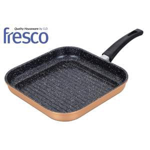 מחבת גריל לסטייק יציקה קרמי בשילוב שיש 28 ס"מ-מחבת גריל-Fresco-סופר הום