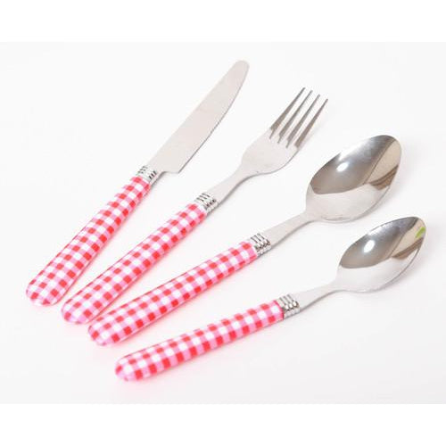 סט סכו"ם 24 חלקים ידית פלסטיק אורכידאה-סכו"ם ידית צבעונית-ROSE&STEIN-אדום-סופר הום