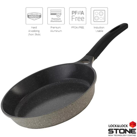 סדרת מחבתות בציפוי שיש קרמי STONE - מגוון גדלים-מחבתות אלומיניום-Lock & Lock-מחבת קוטר 20 ס״מ-סופר הום