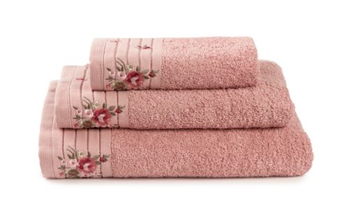 סט מגבות פרחים - במגוון צבעים-סדרת מגבות עם כל הגדלים-Cotton Avenue-ורוד-מגבת ידיים 40/60 ס"מ-סופר הום