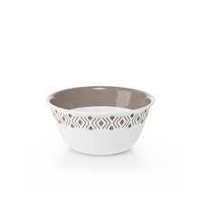 טען תמונה לצפייה בגלריה, קערת הגשה מפלסטיק במגוון גדלים וצבעים-קערות פלסטיק-Stefanplast-קטן-לבן עיטורים אפורים-סופר הום