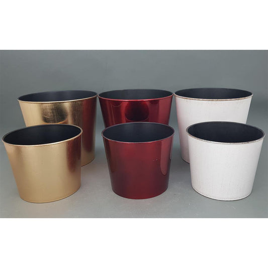 דלי עגול ב 2 גדלים לבן/זהב/אדום-דלי עגול-CASA BELLA-אדום-קטן-14.5*18 ס"מ-סופר הום