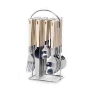 סט סכו"ם נירוסטה צבעוני תלוי על מעמד - מגוון צבעים - דגם SOL-סכו"ם ידית צבעונית-Soltam סולתם-קרם-סופר הום