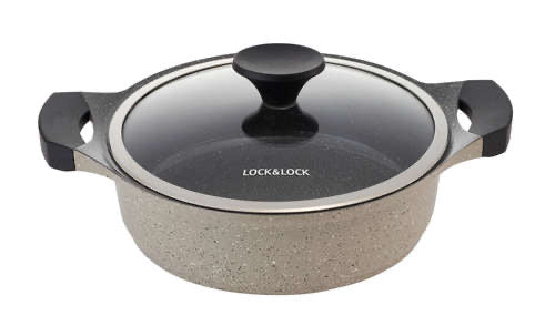 STONE סירי יציקה וסוטז' בציפוי אבן שיש במגוון גדלים - סדרת-סירי אלומיניום-Lock & Lock-סוטז׳ יציקה 24 ס״מ. Stone-סופר הום