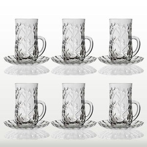 סט 6 כוסות תה + צלחות קריסטל LAURUS-סט תה קריסטל-RCR ITALY-סופר הום