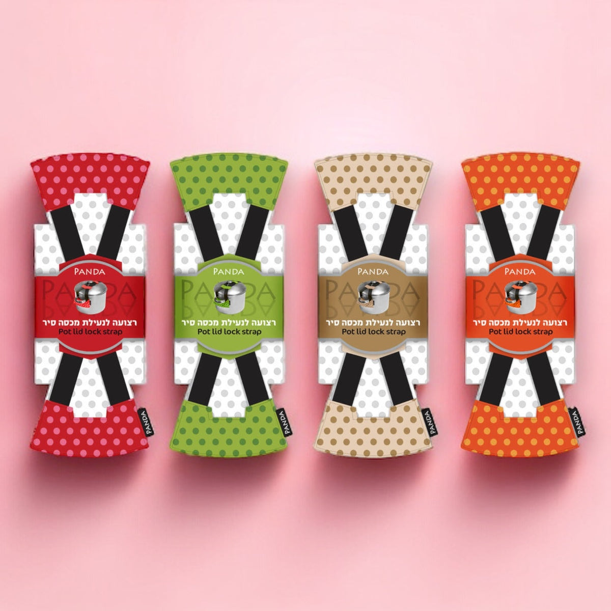 רצועה לנעילת מכסה סיר-מכסה לסיר-Panda-אדום-סופר הום