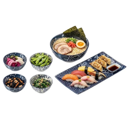 סט הגשה יפני 6 חלקים מגש קערה ו- 4 קעריות פורצלן OSAKA-הגשה פורצלן-Food Appeal-סופר הום
