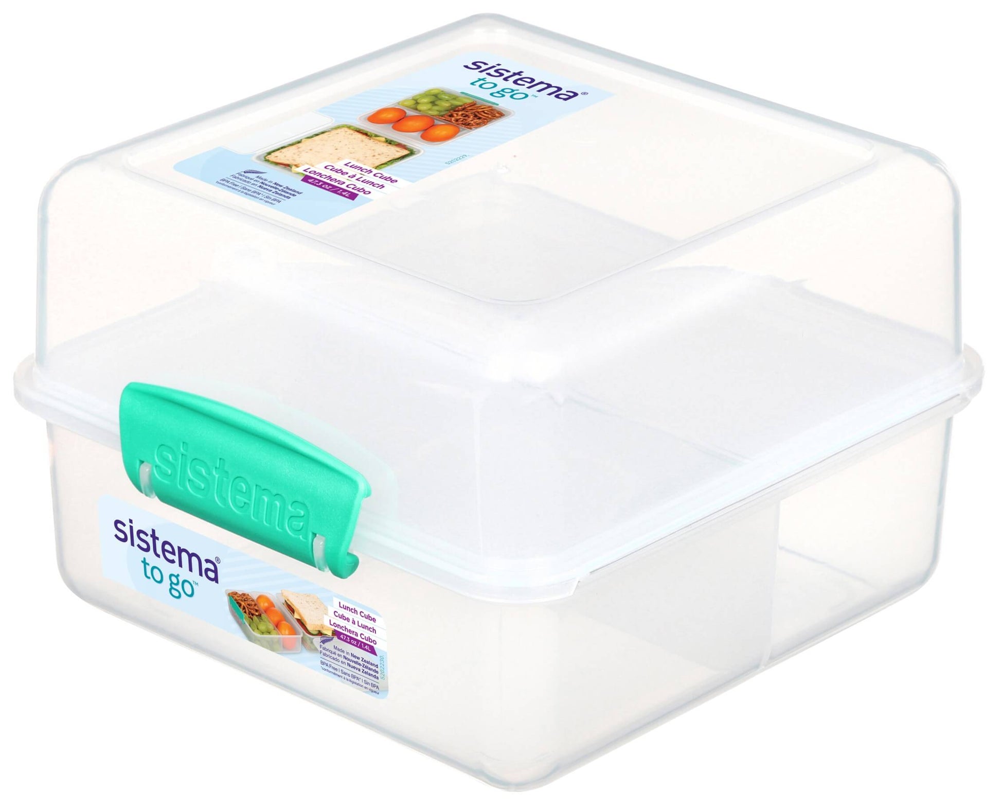קופסת אוכל 1.4 ליטר Sistema שקופה-קופסאות מטבח פלסטיק-Sistema-ירוק-סופר הום