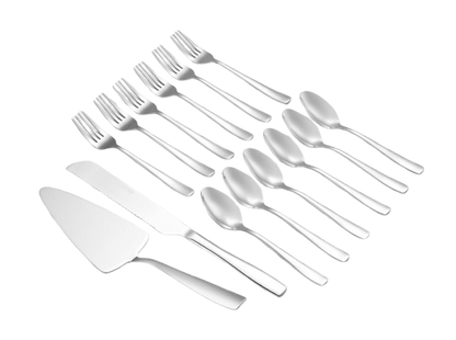 סט קפה ועוגה ( 14 ) חלק OPAL נירוסטה אריזת מתנה-סט סכו"ם לעוגה-Soltam סולתם-סופר הום