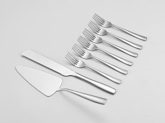 סט עוגה ( 8) חלק סכין, מרית ומזלגות נירוסטה-סט סכו"ם לעוגה-Soltam סולתם-סופר הום