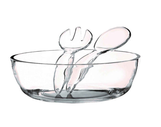 קערה עגולה וכפות הגשה סט (3) חלק אקריל-קערה אקרילית-Soltam סולתם-סופר הום