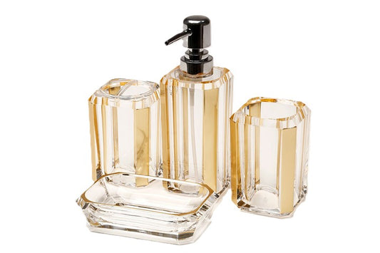 סט אמבטיה אקרילי - פס זהב-סט לשירותים-סופר הום-סופר הום