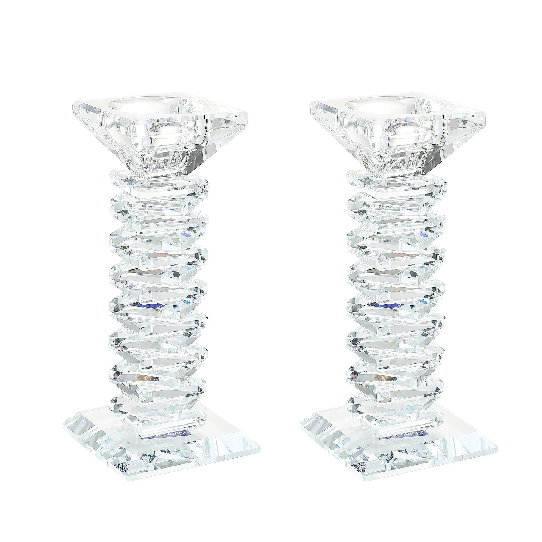זוג פמוטי קריסטל מעוצב דסקיות מגוון צבעים-פמוטי קריסטל-GIFTSHOP-שקוף-סופר הום