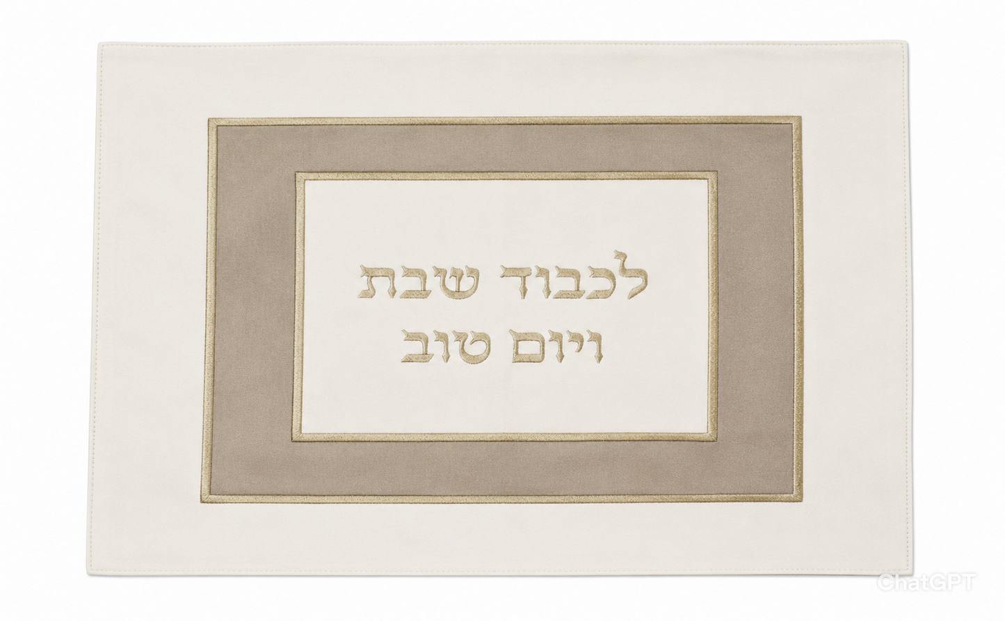 כיסוי חלה דמוי עור 48X61.5 ס"מ - מגוון דגמים-כיסוי חלות דמוי עור-GIFTSHOP-שמנת-אפור כיתוב זהב-סופר הום
