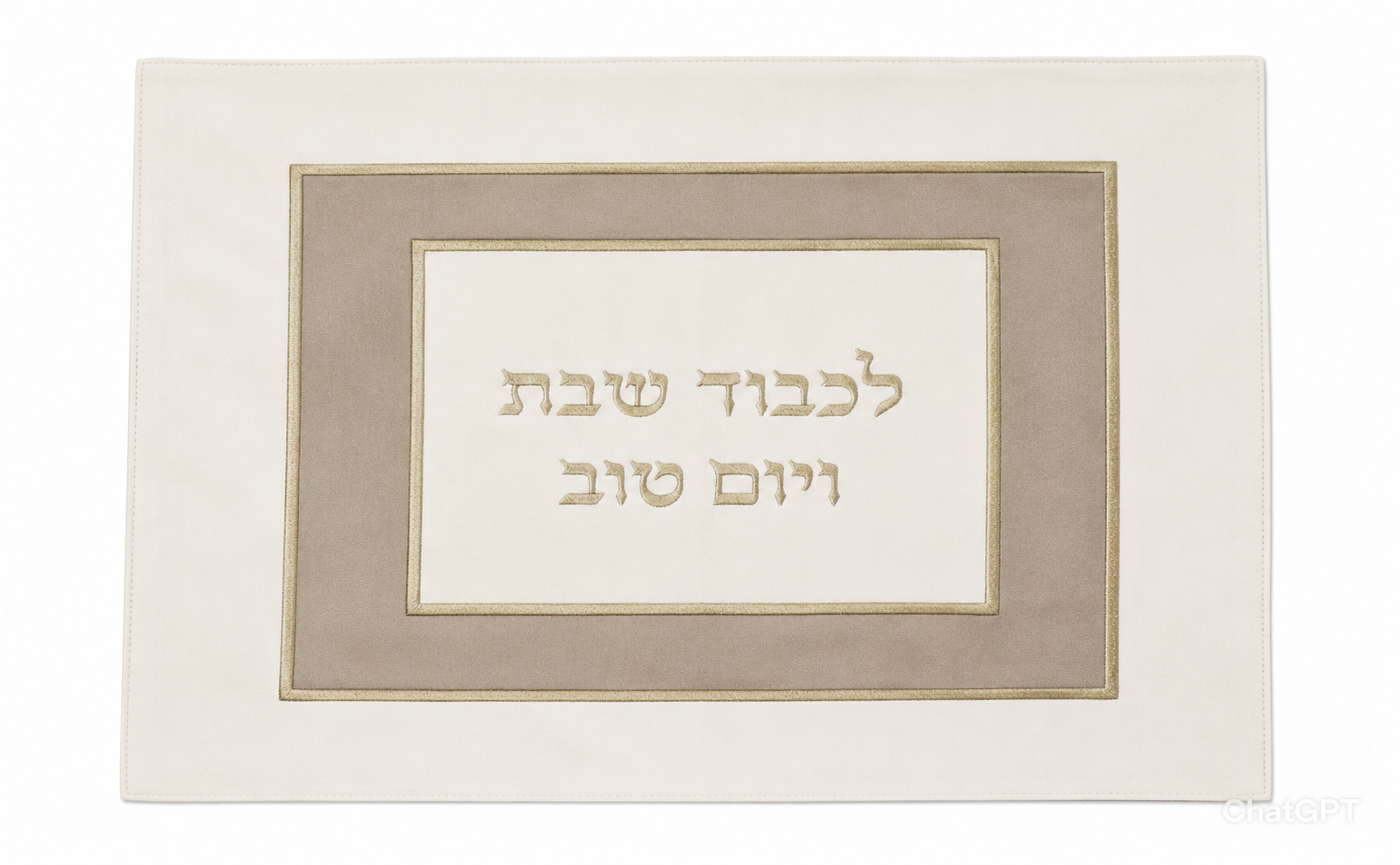 כיסוי חלה דמוי עור 48X61.5 ס"מ - מגוון דגמים-כיסוי חלות דמוי עור-GIFTSHOP-שמנת-אפור כיתוב זהב-סופר הום
