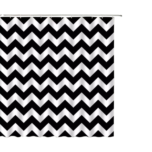 וילון אמבטיה 240*180 דגם שחור לבן-וילון אמבטיה-SUPERHOME סופרהום-סופר הום