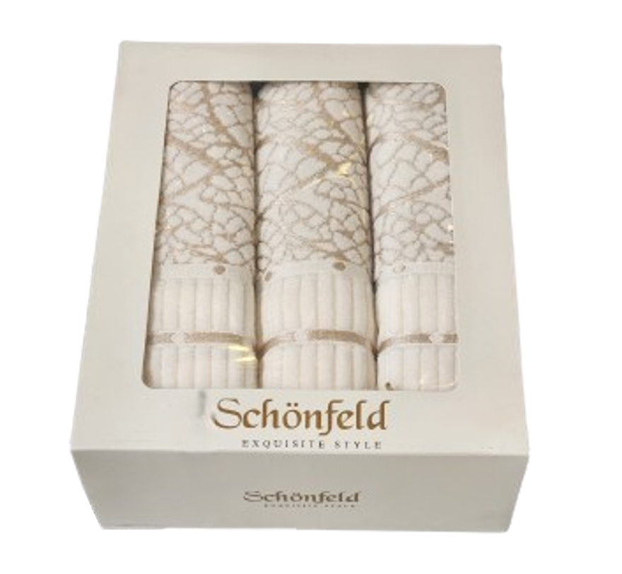 סט 3 מגבות ידיים אלגנטיות עם רקמה - 50 *90 ס