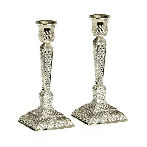 זוג פמוטים מעוצב בצפוי כסף 18.6 ס