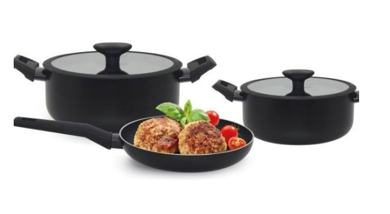 סט 5 חלקים - שני סירים ומחבת סדרת Gourmet - שחור-סט סירים-Naaman נעמן-סופר הום