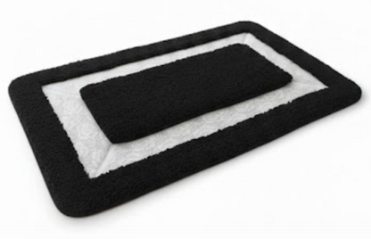 שטיח אמבטיה - דגם תחרה-שטיחי אמבטיה בד-Via Home-שחור-סופר הום