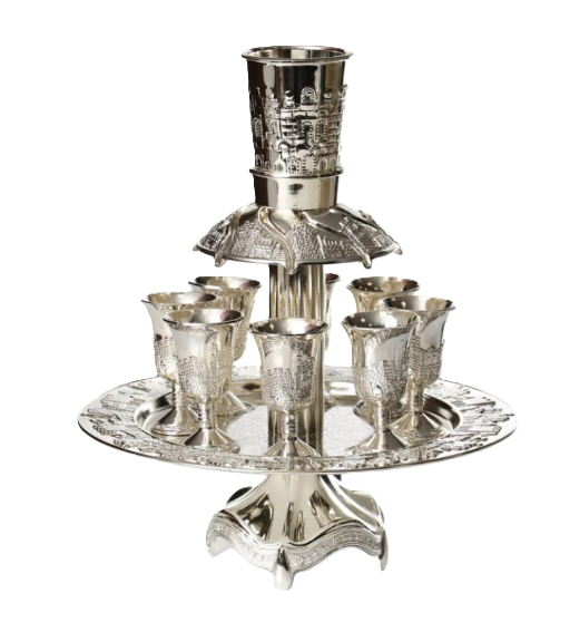 סט מזיגה לקידוש מחלק יין 8 כוסות-סט מזיגה לקידוש-חושן-סופר הום