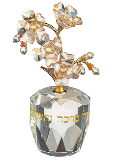 עץ קריסטל ברכה והצלחה - מגוון צבעים-קישוט-ART JUDAICA-פרחים כתומים-סופר הום