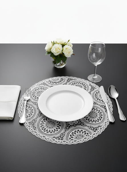 פלייסמנט תחרה עגול - מגוון צבעים-פלייסמנט-SUPERHOME סופרהום-לבן-סופר הום