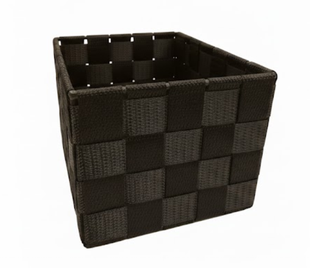 סלסלת אחסון קלועה - מגוון צבעים - מגוון גדלים-סלסלה-SUPERHOME סופרהום-שחור-12×19×14 ס״מ-סופר הום