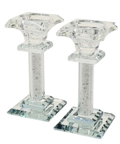 זוג פמוטי קריסטל מוכספים - דגם סליל-פמוטי קריסטל-GIFTSHOP-סופר הום