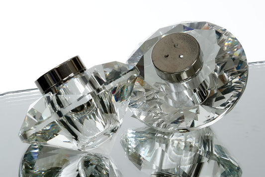 זוג מלחיות יהלום קריסטל 7X7X5.5 ס"מ-מלחייה סגורה-GOLYAN-סופר הום