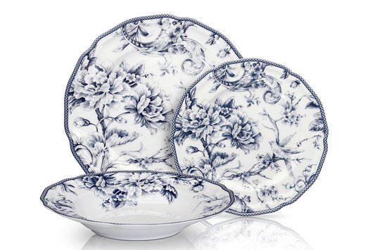 סט 18 חלקים BONE CHINA LIMOGES-סט צלחות פורצלן-GOLYAN-סופר הום