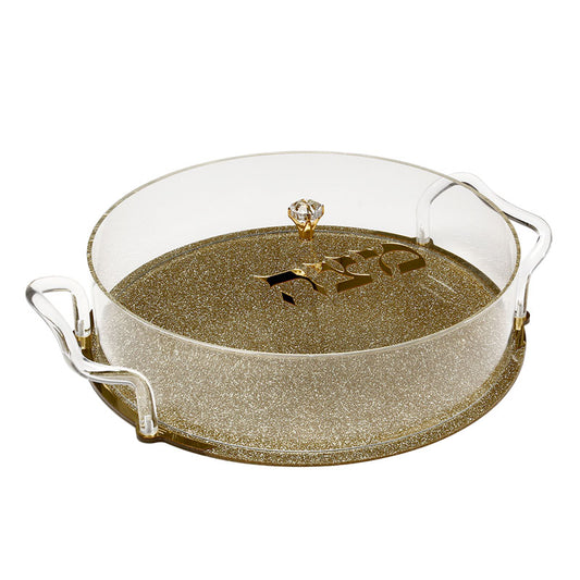 קופסה למצה עגולה אקריליק - מגוון צבעים-מעמד למצות-סופר הום-זהב נצנץ-סופר הום