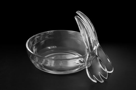 קערה עגולה וכפות הגשה סט (3) חלק אקריל-קערה אקרילית-Soltam סולתם-סופר הום