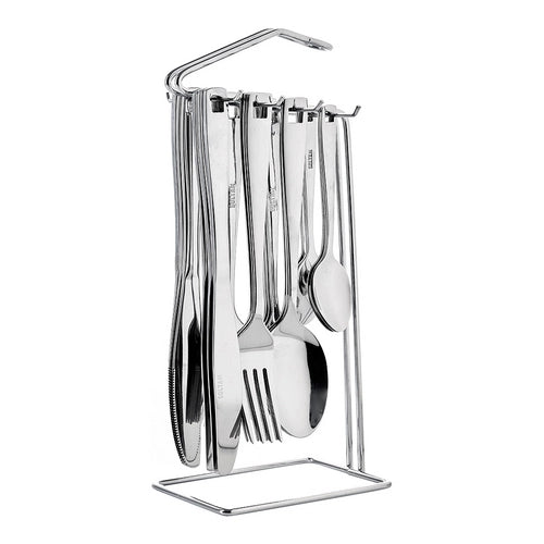 סט סכו"ם 24 חלק על סטנד מתכת-סכו"ם כסוף-Soltam סולתם-סופר הום